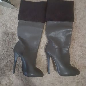 BeBe brown leather boots with sweater cuff